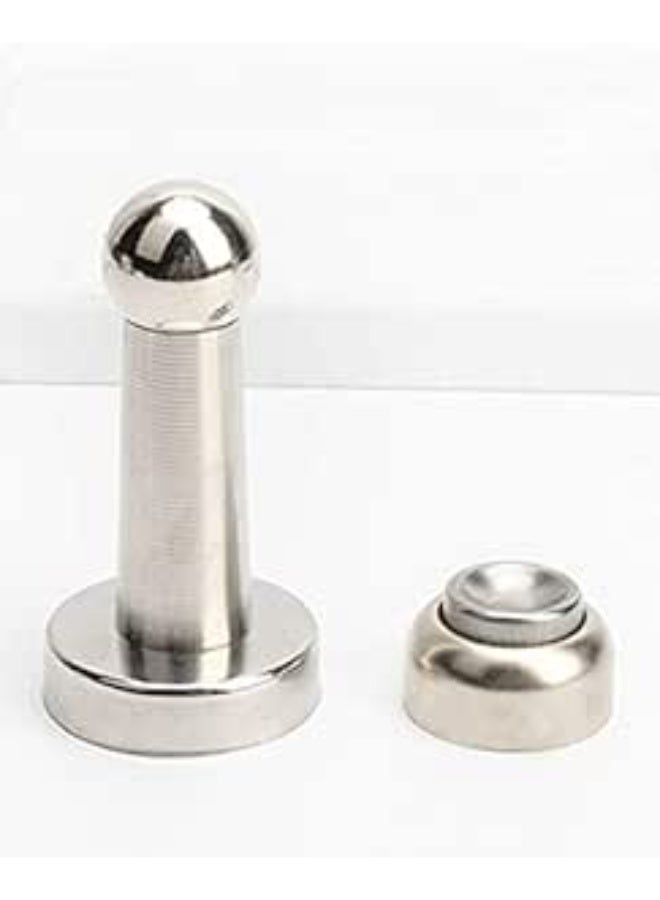 مصدات باب من الستانلس ستيل مغناطيسية  لالتقاط الباب وإيقافه، مصد تثبيت للباب من النيكل الروسي اللامع - Image 2